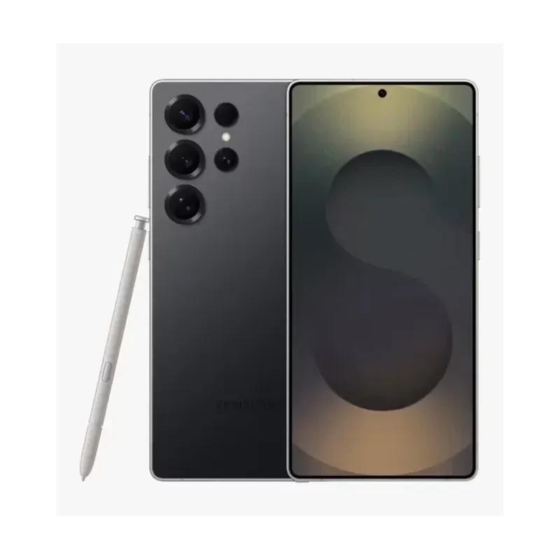 Smartphone with stylus on a white background