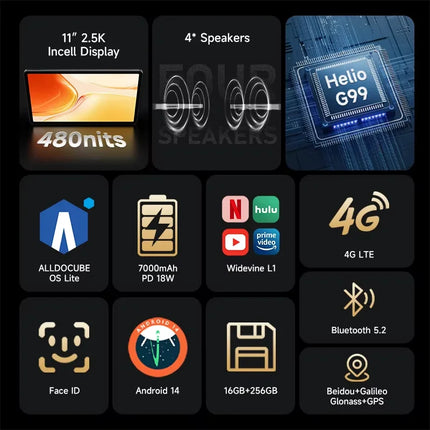 Alldocube iPlay 70 Pro 10.95-inch 2.5K Tablet – Helio G99, 256GB, Dual SIM 4G LTE, Android 14