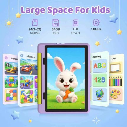 BUFO 10.1-inch Kids Tablet – Android 16, 3GB + 21GB Virtual RAM, 64GB, Parental Controls