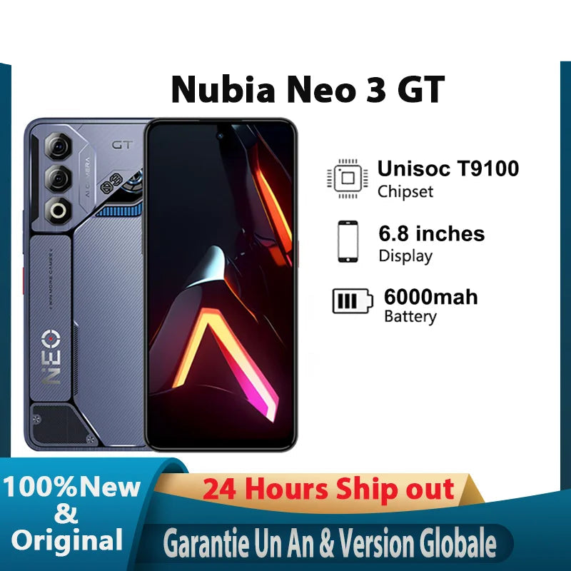 Nubia Neo 3 GT 5G global version , 6.8 inches,4083mm² VC Cooling System , Unisoc t9100, 6000 mAh, 80W Super Charging NFC, 12G RA - Munawar Tech