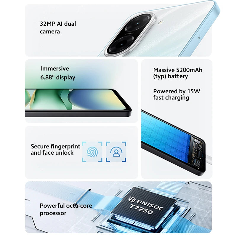 Xiaomi Redmi A5 UNISOC Global Version T7250 processor 32MP main camera 6.88" large screen display Supports 15W fast charging