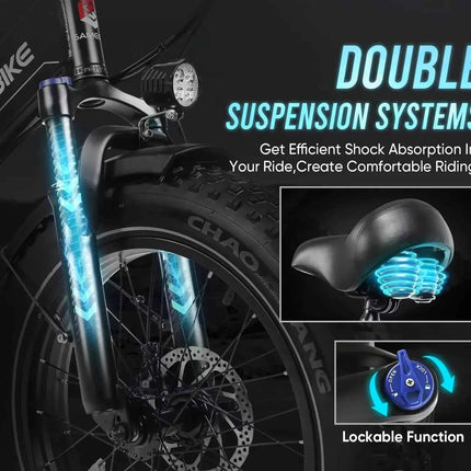 Ebike SAMEBIKE LOTDM200 750W 48V 13AH removable battery, 20-inch tires, mechanical brakes, color display, adult electric bike.