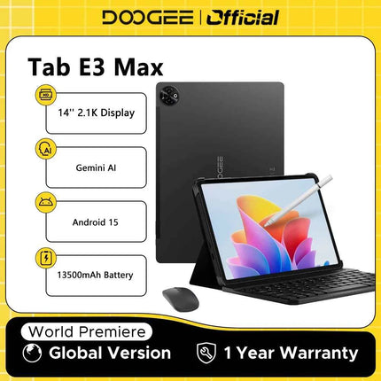DOOGEE Tab E3 Max 14-inch 2.1K 4G Tablet – Android 15, Helio G100, 8GB/256GB, 13,500mAh