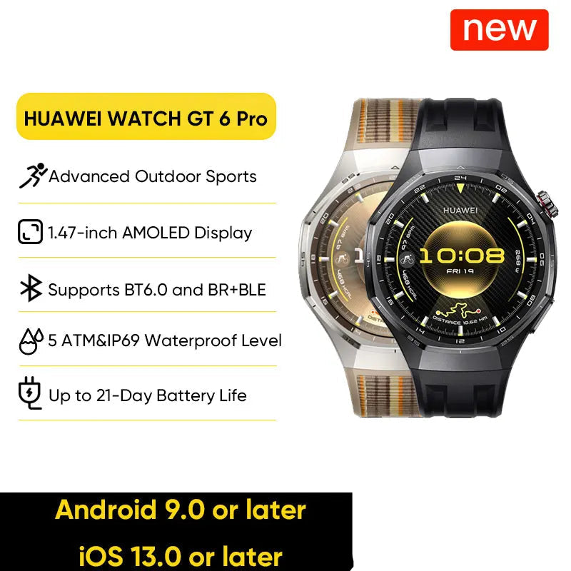 Huawei Watch GT 6 Pro 46mm Smartwatch Long Battery Life AMOLED Display for iOS Android - Munawar Tech