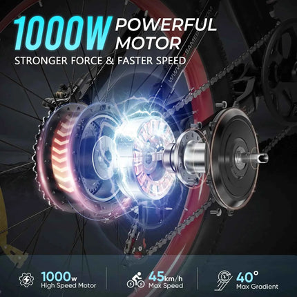 Samebike LO26 PLUS Foldable Electric Bike 48V 15Ah Battery 1000W Motor 45KM/H Max Speed 26 inch Tyre Hydraulic Brake Bicycle