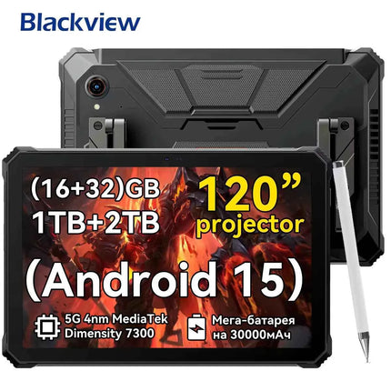 Blackview Active 12 Pro 11-inch 5G Rugged Projector Tablet – Android 15, Up to 1TB, 30,000mAh