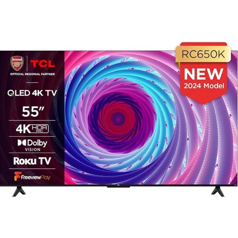 TCL 55RC650K 55 – inch QLED Pro Television, 4K Ultra HD, Roku TV (Smart TV with Dolby Vision & Audio, HDR 10+ - Munawar Tech