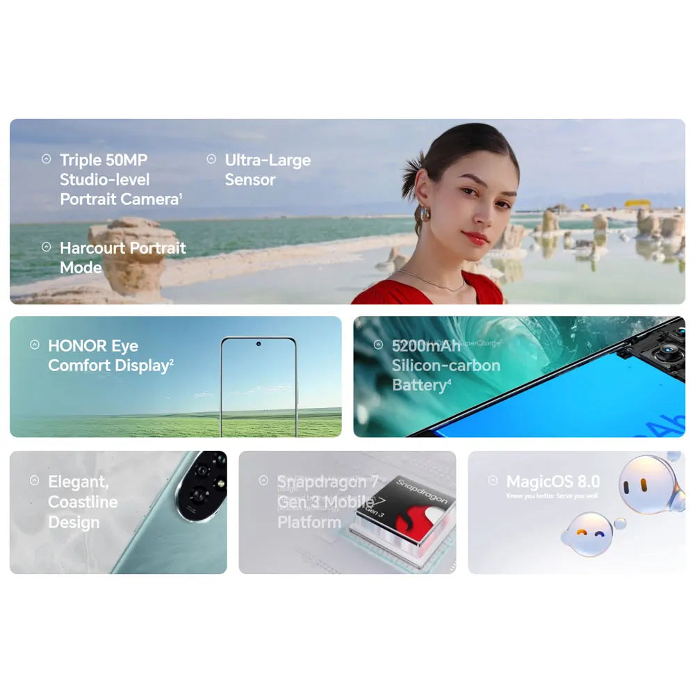 Honor 200 Global Version Snapdragon 7 Gen 3 5G Smartphone 6.7'' AMOLED Display Support HONOR 100W SuperCharge