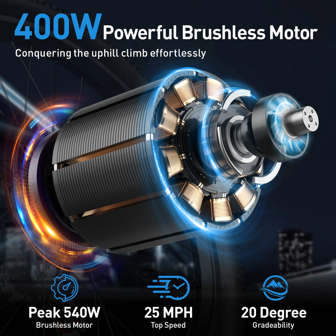 Electric Bike 540W Peak Power Brushless Motor 36V10AH Lithium Battery Electric Bicycle Adult with NFC Function 26inch Tire Ebike