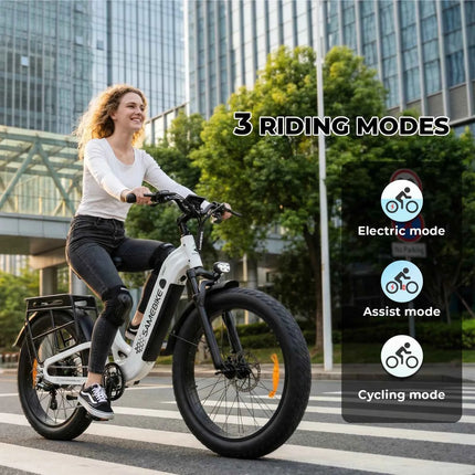 SAMEBIKE Crest All-Terrain Low-Cross Motocross Bike 1800W 26x4.0 Wide Tires 48V 20AH Removable Lithium Battery Dual Suspension for Adults