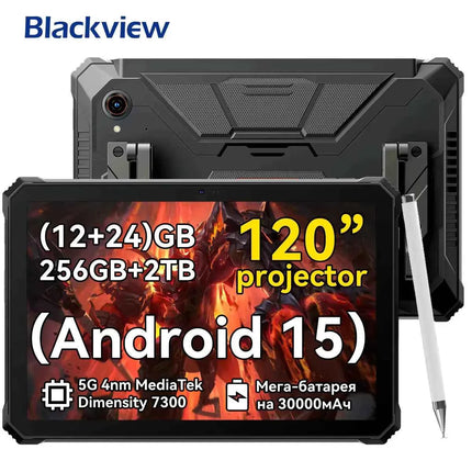 Blackview Active 12 Pro 11-inch 5G Rugged Projector Tablet – Android 15, Up to 1TB, 30,000mAh