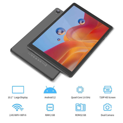 PRITOM D10A 10.1-inch Android 14 Tablet – 2GB RAM, 32GB, Wi-Fi 6, 6000mAh