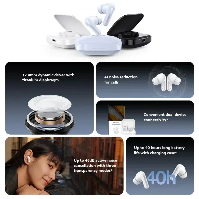 Xiaomi Redmi Buds 5 Global Version 46dB Active Noise Cancellation Up to 40 Hours Dual-device Connectivity