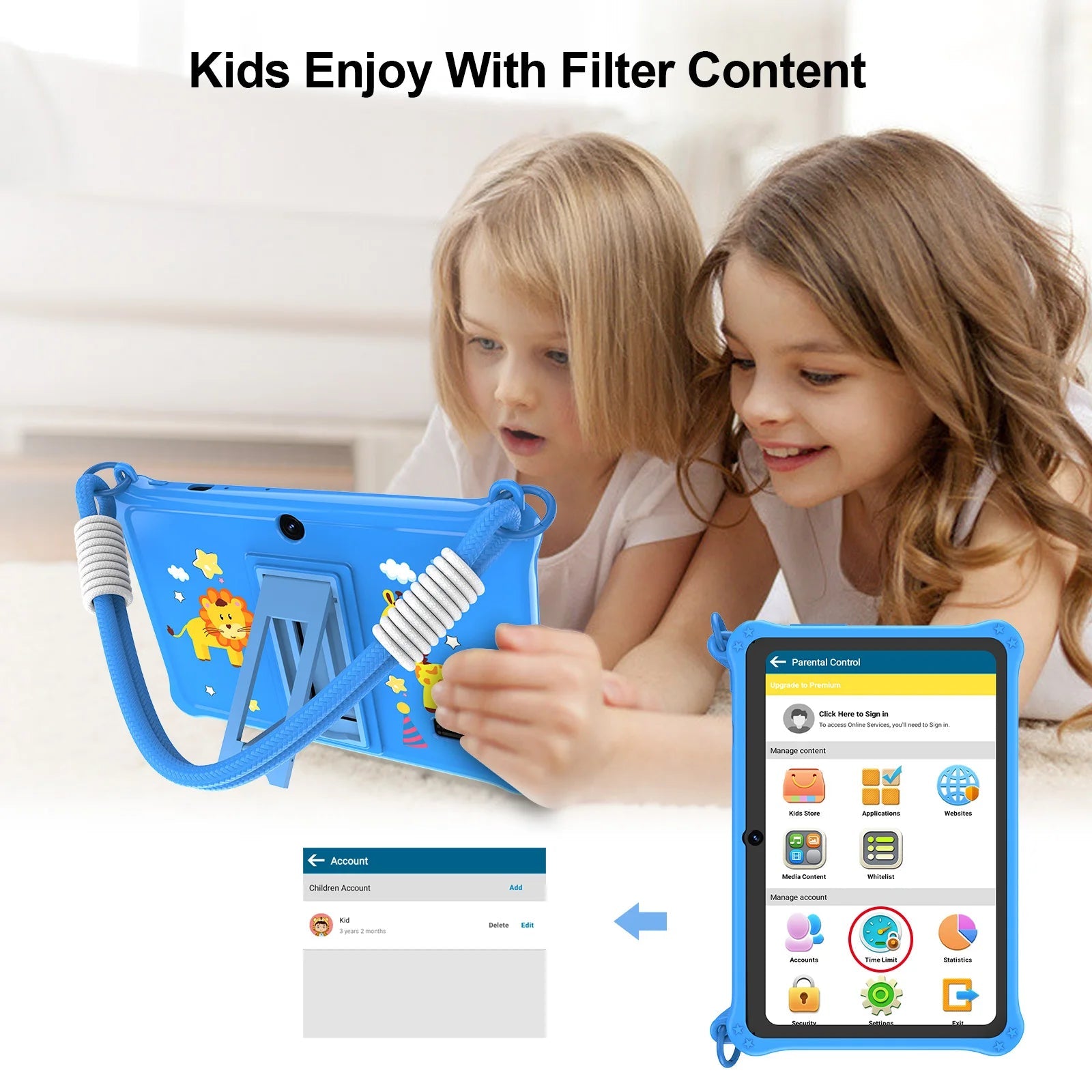 PRITOM 7 Inch Kids Tablet Android 13 4GB RAM 32GB Storage WiFi Bluetooth Child Friendly Software Pritom