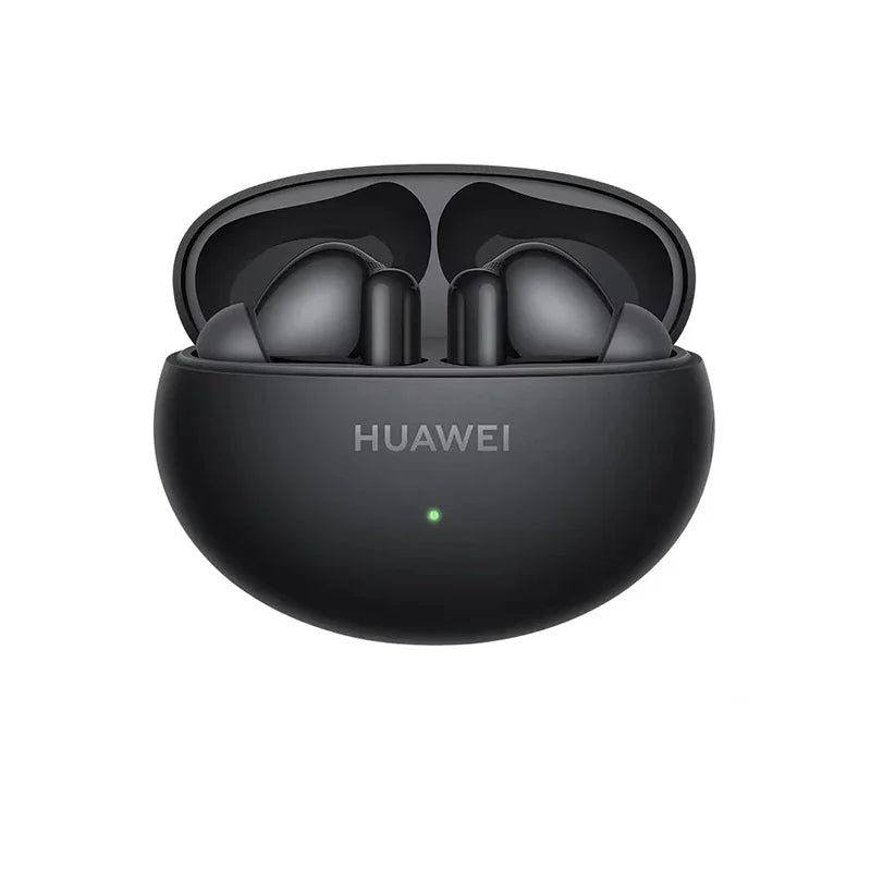 HUAWEI FreeBuds 6i black wireless earbuds in charging case on a white background