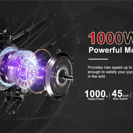 SAMEBIKE RS-A08-II Electric Bicycle 26*4.0 inches Mountain Ebike 1000W 48V17AH Lithium Battery 45km/H Max Speed Electric Bike