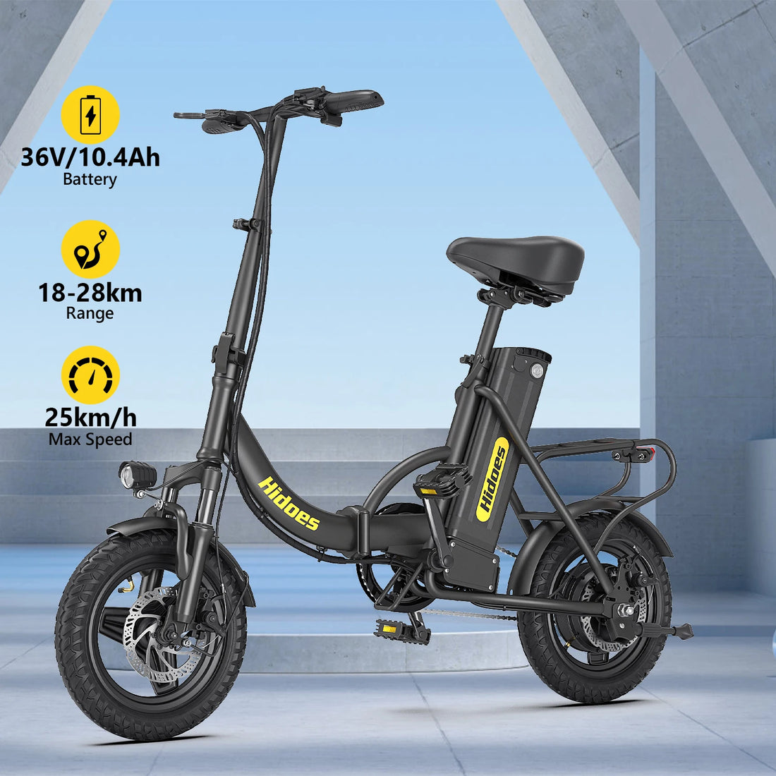 Electric Bicycle Hidoes C5 350W Motor 36V10.4AH Lithium Battery E-bike Adult Children Universal 14-inch Folding Electric Bike
