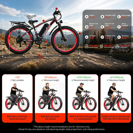 EOEOTWO 1500W Fat Tire Electric Bike for Adults 26"x4.0 All Terrain E-Bike 34MPH Fast Mountain Ebike 48V Long Range Snow Beach Bicycle