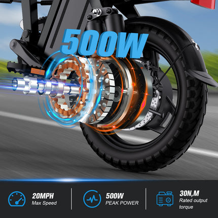 DEEPOWER A14 500W Small Electric Bicycle with Multi-Link Shock Absorption for Urban Travel and Outdoor Activities
