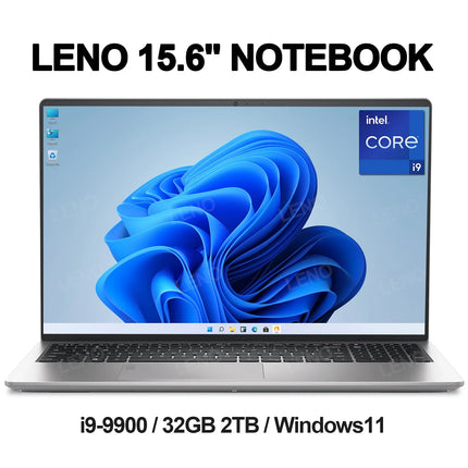 LENO 15.6" Ultra Slim Laptop - Intel Core i9-9900, 32GB RAM, 1TB/2TB SSD, Full HD 1920×1080, Windows 11 for Exceptional Gaming & Business Performance