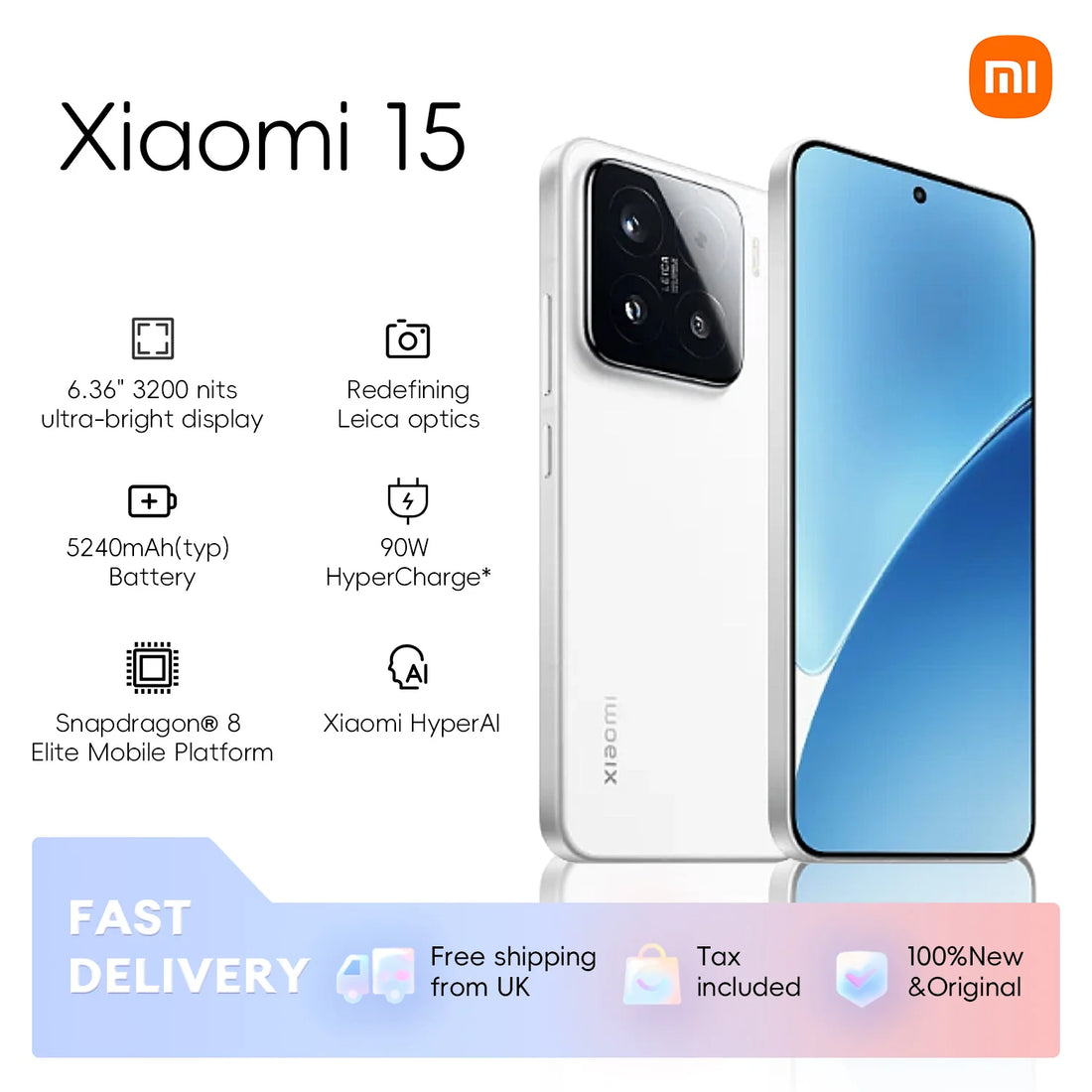 Xiaomi 15 256GB/512GB Global Version 6.36" 120Hz 1.5K Snapdragon® 8 Elite Leica Summilux opticallens HyperOS 2 90W 5240mAh NFC - Munawar Tech