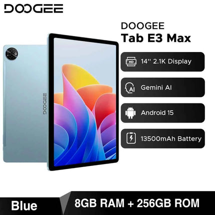 DOOGEE Tab E3 Max 14-inch 2.1K 4G Tablet – Android 15, Helio G100, 8GB/256GB, 13,500mAh