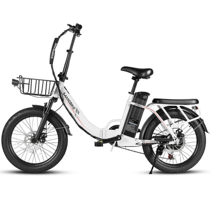 SAMEBIKE CY20Pro 500W Folding Fat Tire Electric Bike 20x3.0 All Terrain 7 Speed Ebike For Adults 48V 13AH Removable Battery With Front Basket Rear Luggage Rack