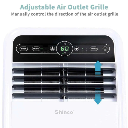 Shinco 8,000 BTU Portable Air Conditioner, AC Unit with Built-in Cool, Dehumidifier & Fan Modes for Room up to 350 sq.ft