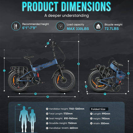 SAMEBIKE RS-A02Pro Folding Fat Tire Electric Bike
