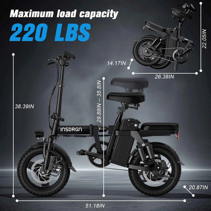 DEEPOWER A14 500W Small Electric Bicycle with Multi-Link Shock Absorption for Urban Travel and Outdoor Activities