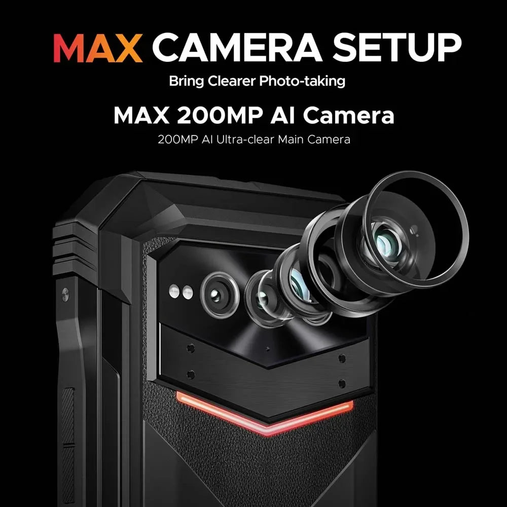 Doogee V Max Plus Rugged Phone Global Version 22000mAh 36GB(16+20) 512GB 200MP Camera Phone 6.58" 120Hz Dimensity 7050 Android14