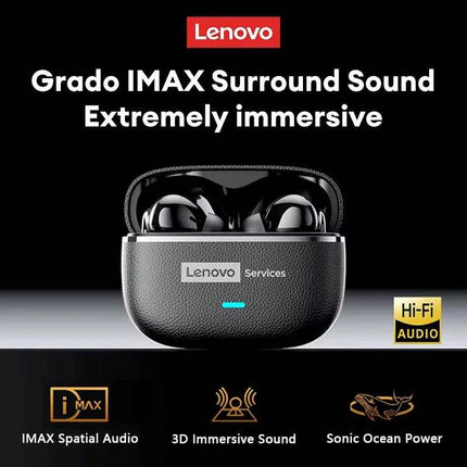 Lenovo LE208 TWS Bluetooth 6.0 Wireless Leather Earphones Stereo ENC Noise Cancelling Headphone 38ms Low Latency Gaming Headset