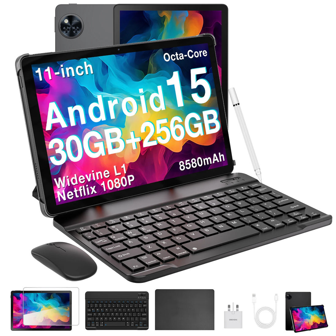 Doogee U11 Pro 2in1 PC Tablet Global Version Android 15 30GB(6+24) 256GB 11" 8580mAh Battery Dual Speakers Unisoc T7200 Widevine L1 Tablet
