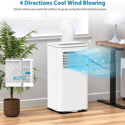 Garvee 10000 BTU Portable Air Conditioner with Easy Install Kit, 4-in-1 Mobile AC Unit with Dehumidifier, Fan & Sleep Mode for Rooms Up to 450 Sq.ft