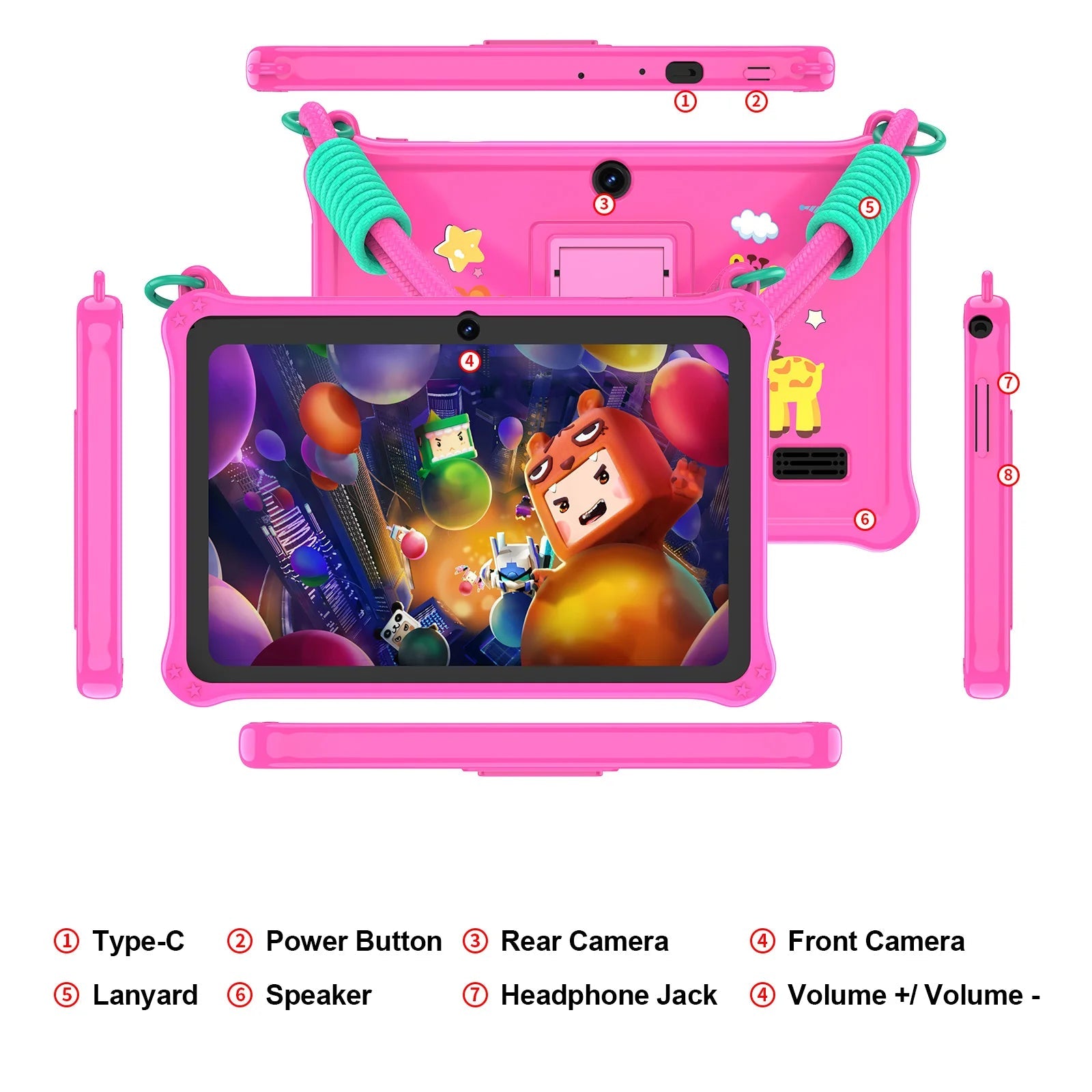 PRITOM 7 Inch Kids Tablet Android 13 4GB RAM 32GB Storage WiFi Bluetooth Child Friendly Software Pritom