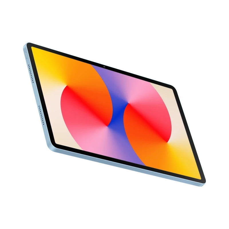Tablet with colorful display on a white background